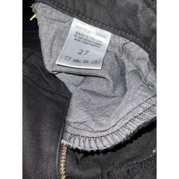 Just Black Denim Black Fringe Hem Skinny Jeans Size 27 Mid Rise Stretch Denim - Picture 8 of 10